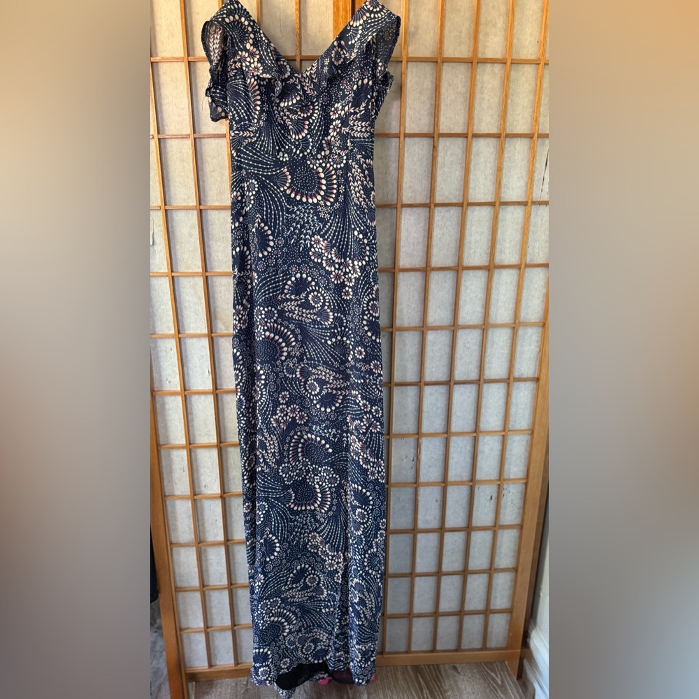Forever 21 Floral Blue Maxi Dress backless  M